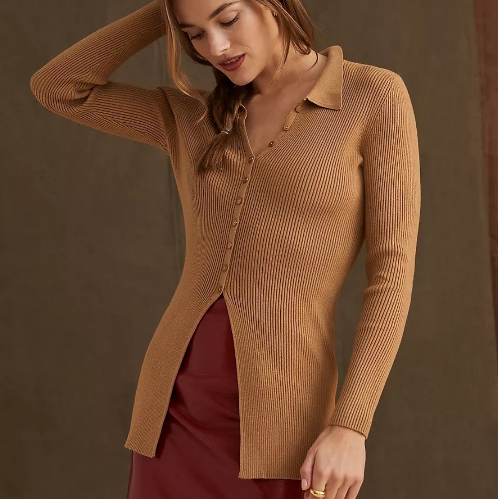 NWT Anthropologie Collared Button Up Collared Sweater Top